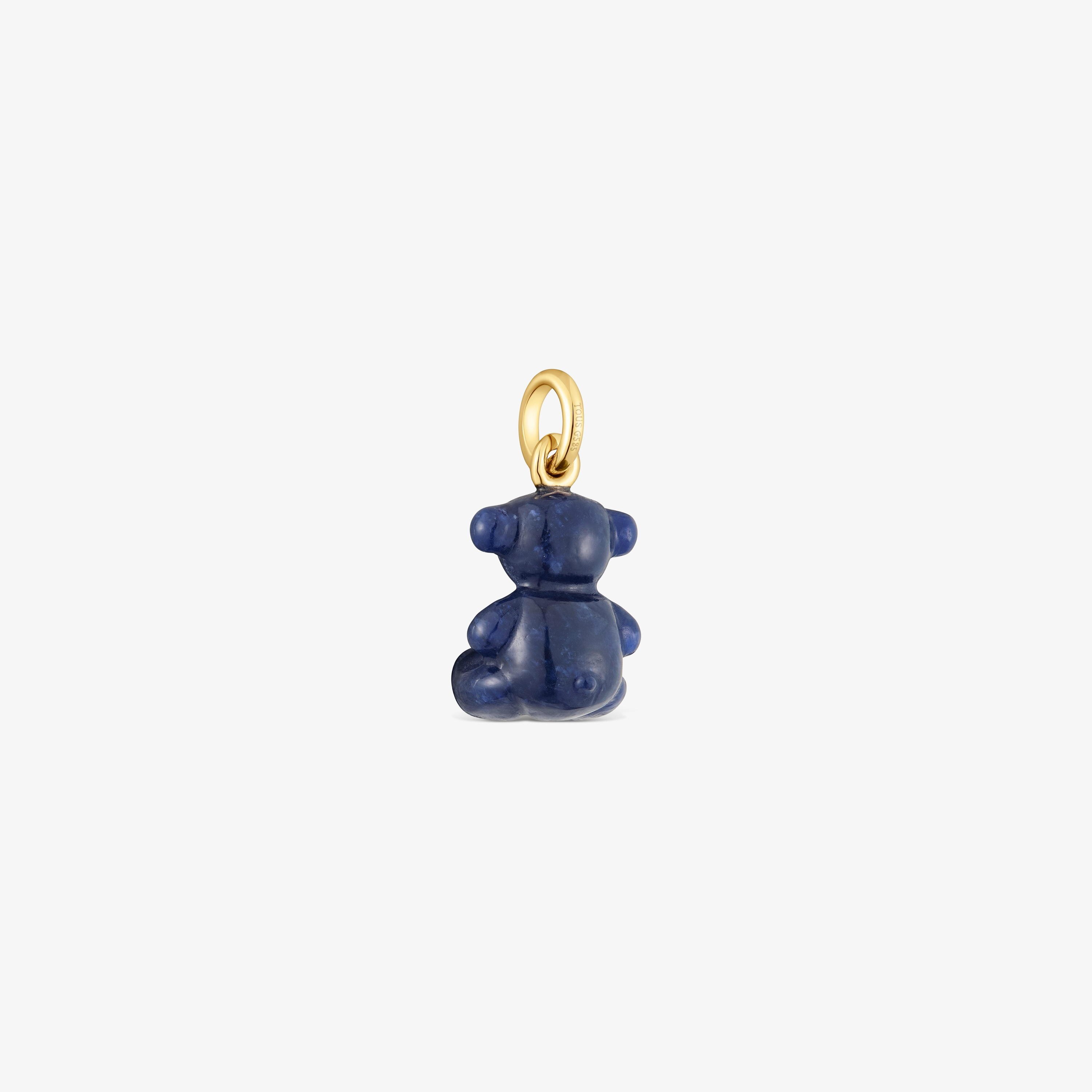 Small bear pendant with sodalite and 14K solid gold Bold Bear