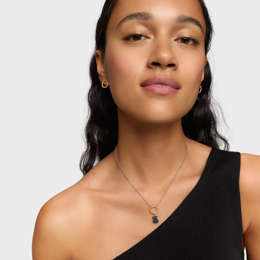 Colgante oso peque&ntilde;o con sodalita y oro 14 kt Bold Bear