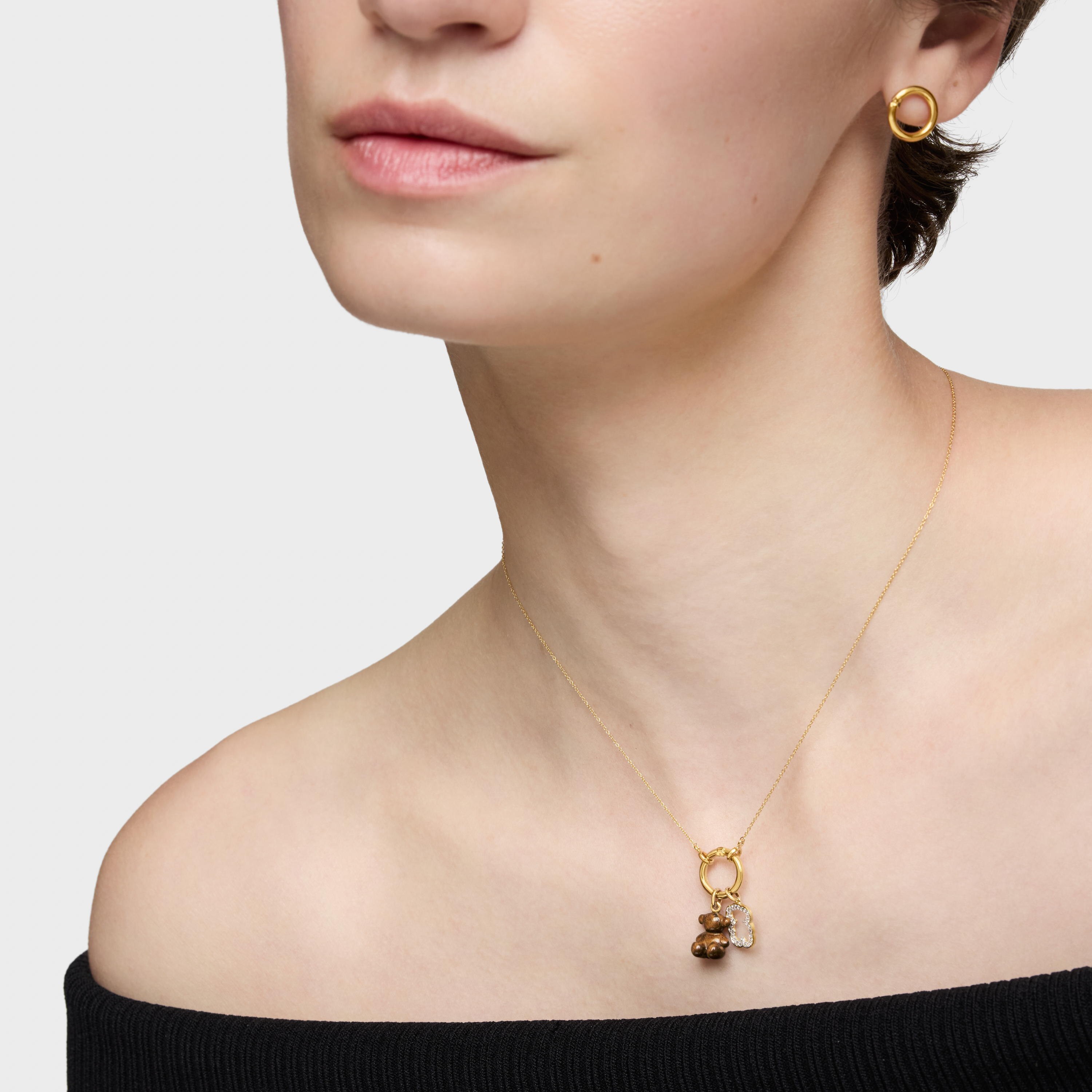 Small bear pendant with tiger’s eye and 14K solid gold Bold Bear