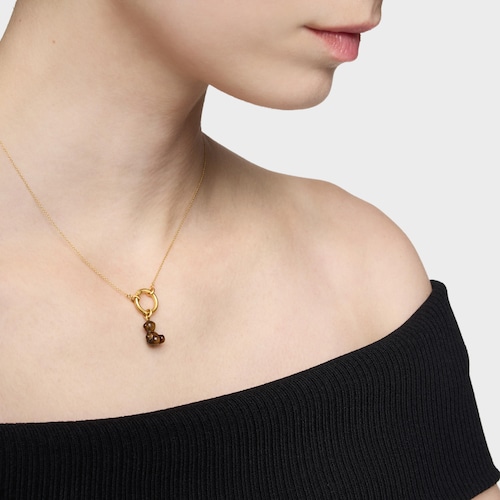 Colgante oso pequeño con ojo de tigre y oro 14 kt Bold Bear