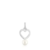 Colgante corazón de plata y perla cultivada New Silueta