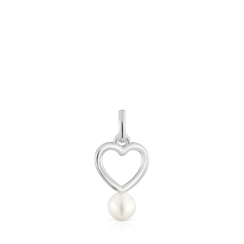 Colgante corazón de plata y perla cultivada New Silueta