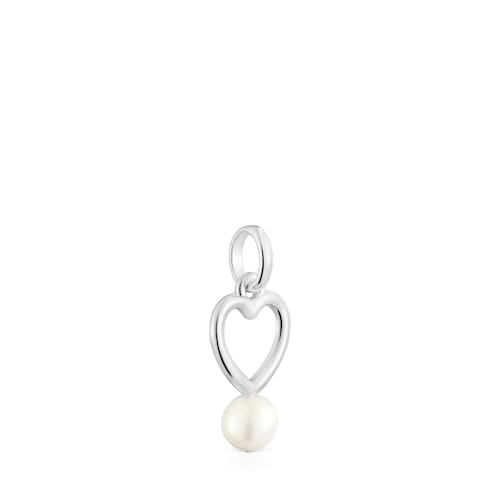 Colgante corazón de plata y perla cultivada New Silueta