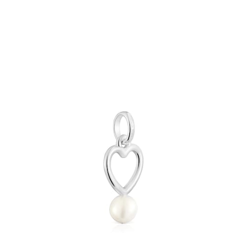 Colgante corazón de plata y perla cultivada New Silueta