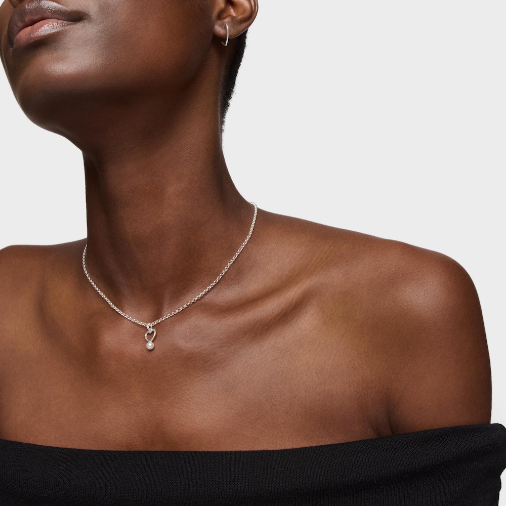 Pendentif c&oelig;ur argent et perle de culture New Silueta