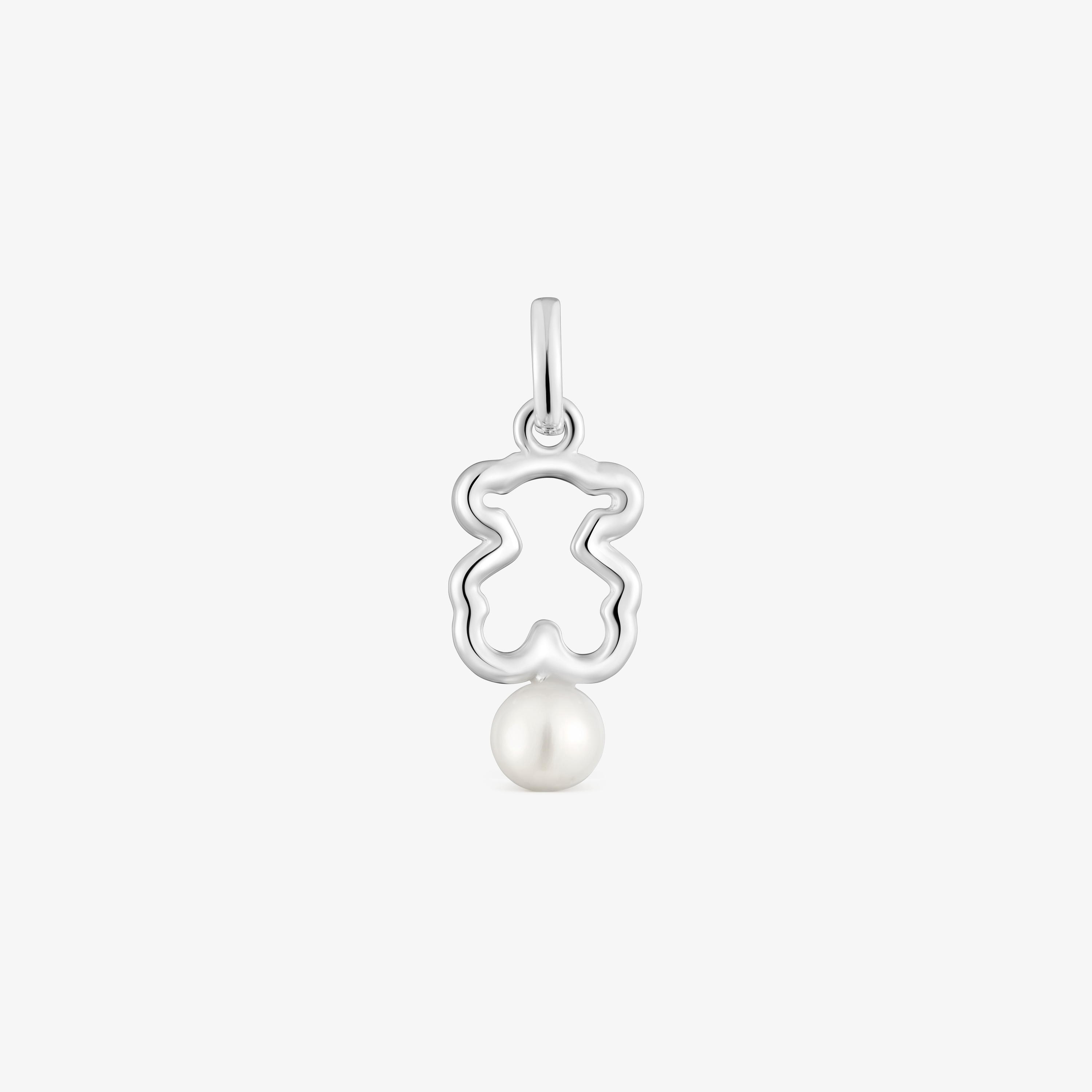 Silver Bear pendant with cultured pearl New Silueta
