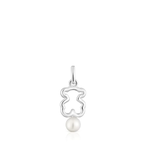 Silver Bear pendant with cultured pearl New Silueta
