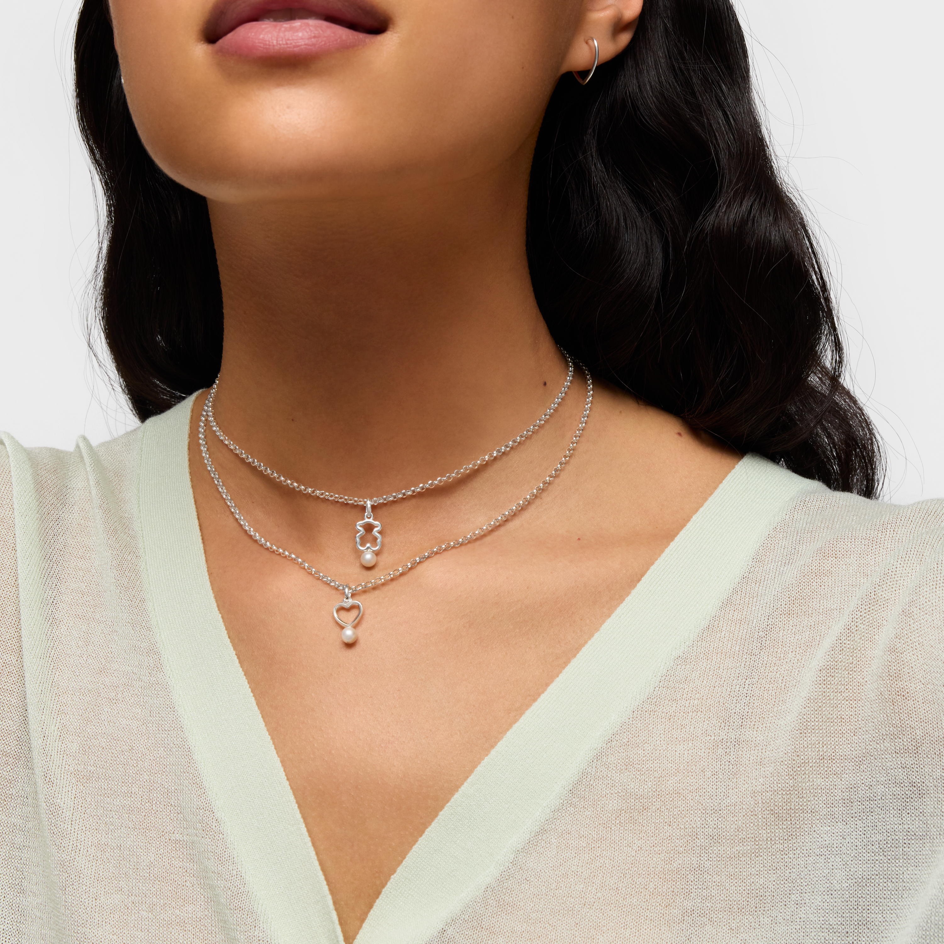 Silver Bear pendant with cultured pearl New Silueta