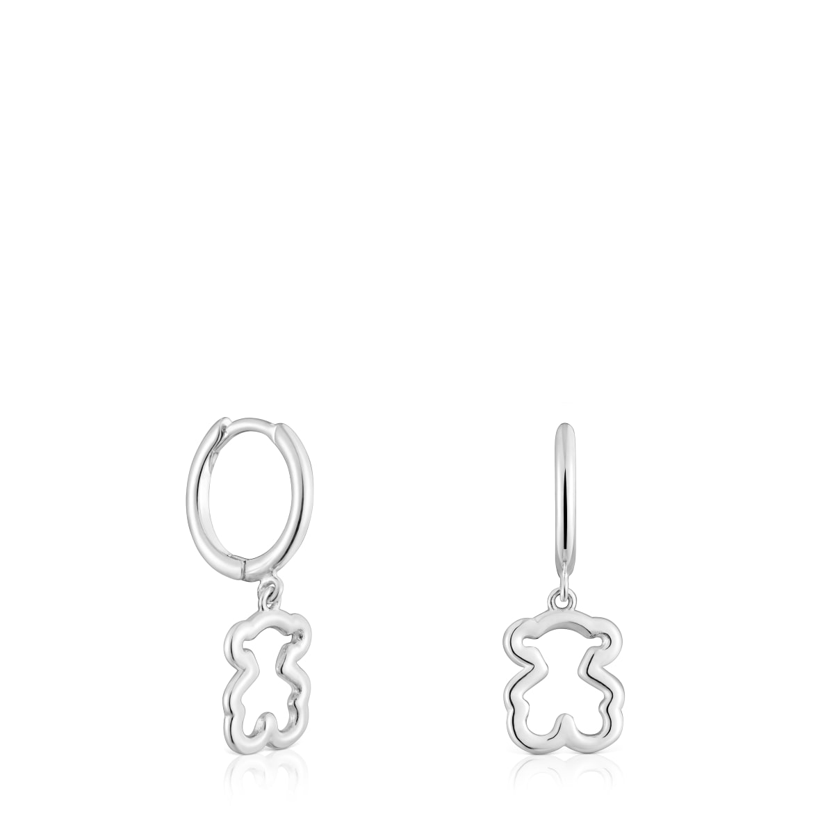Silver Hoop earrings with bear motif New Silueta