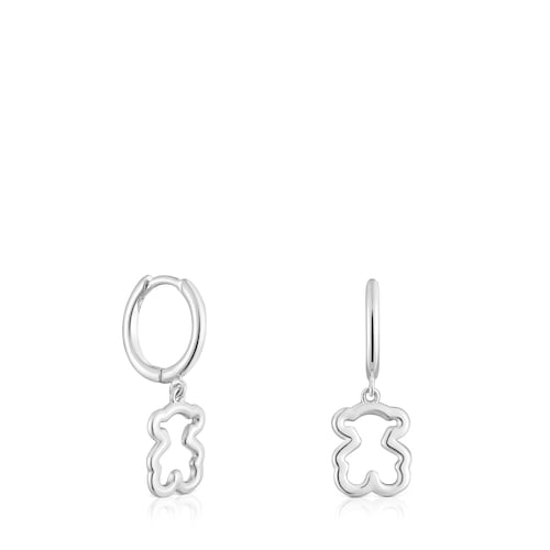 Silver Hoop earrings with bear motif New Silueta