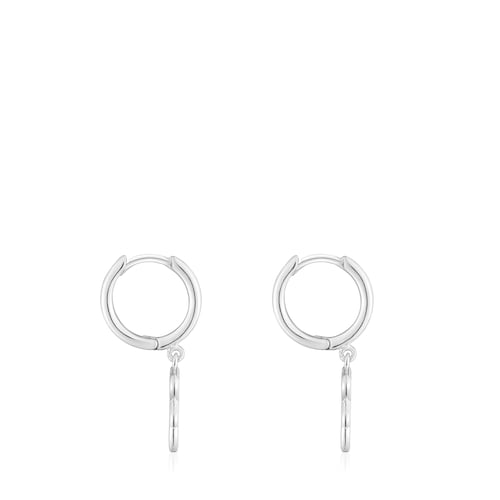 Silver Hoop earrings with bear motif New Silueta