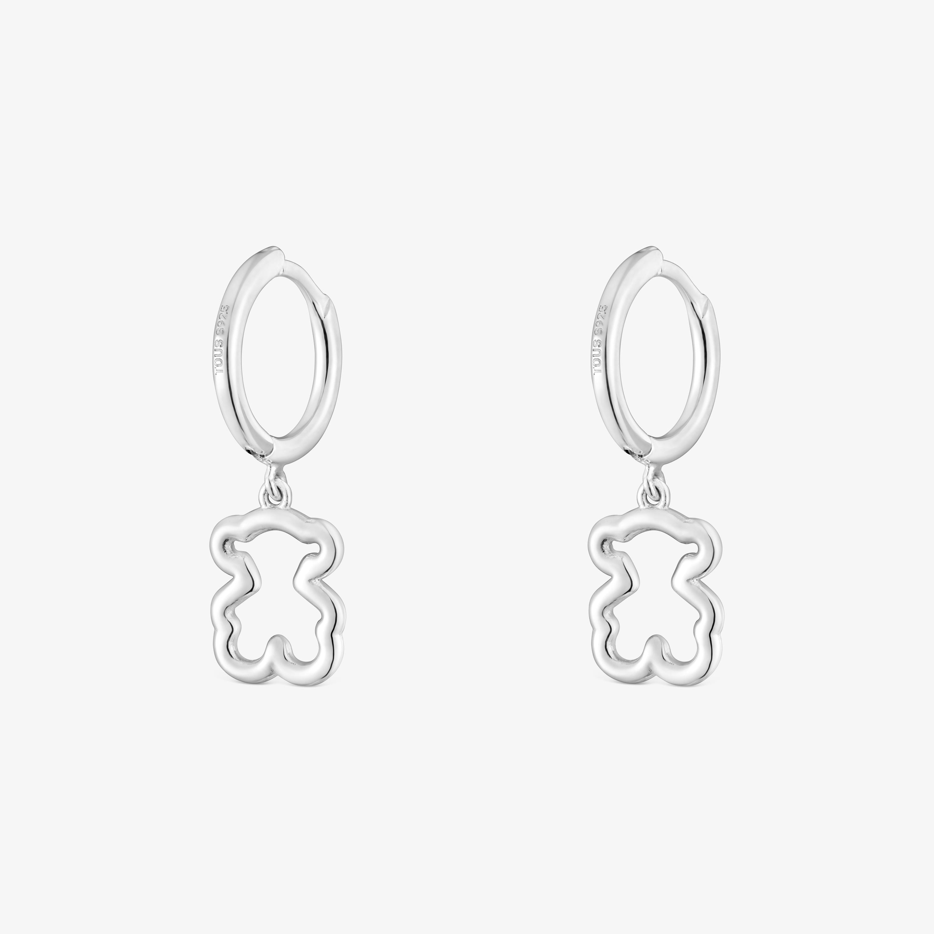 Silver Hoop earrings with bear motif New Silueta