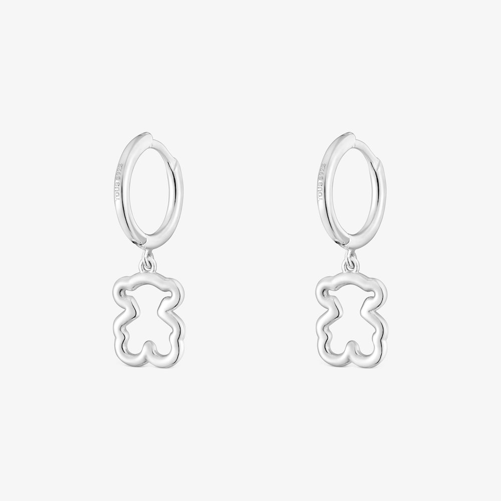 Strieborn&eacute; Obručov&eacute; n&aacute;u&scaron;nice s&nbsp;mot&iacute;vom medved&iacute;ka New Silueta