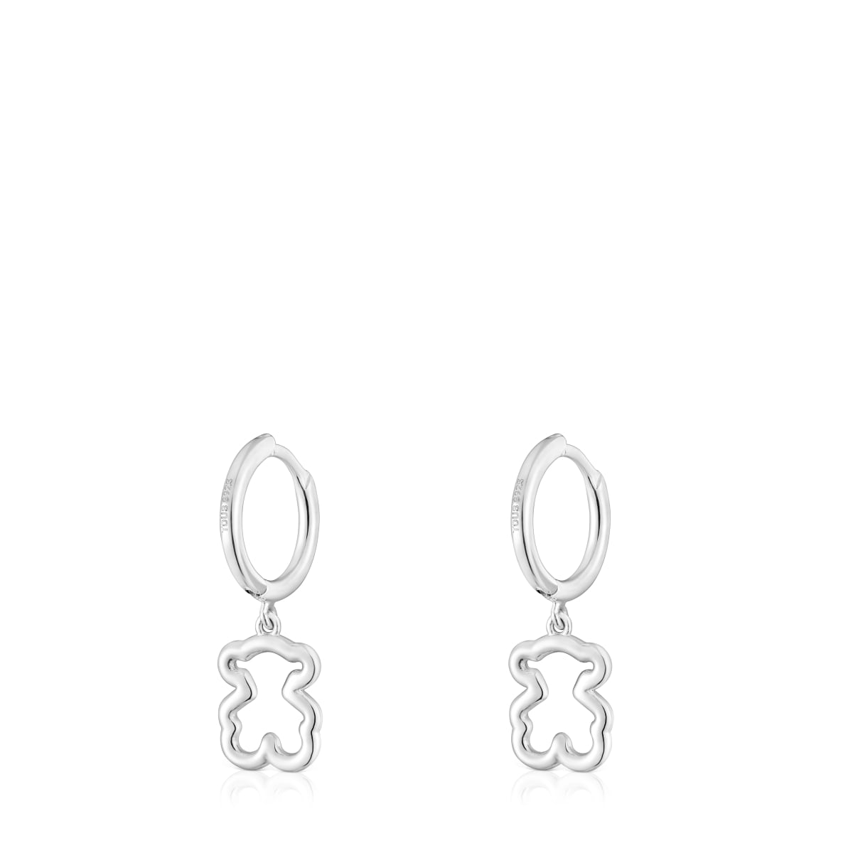 Silver Hoop earrings with bear motif New Silueta