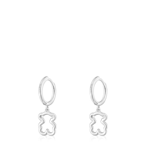 Silver Hoop earrings with bear motif New Silueta