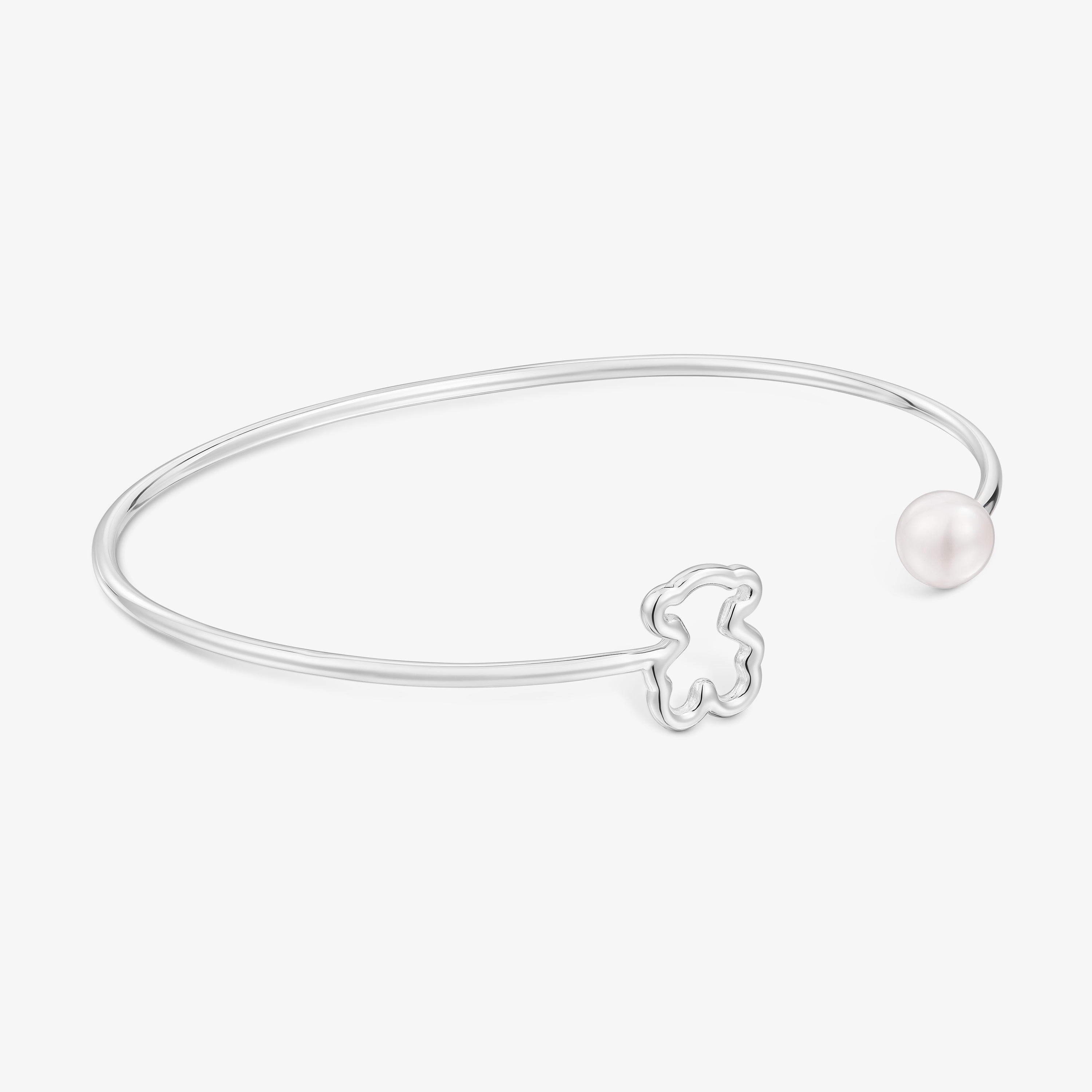 Silver Bangle with cultured pearl New Silueta