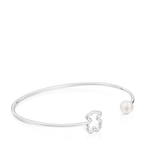 Silver Bangle with cultured pearl New Silueta