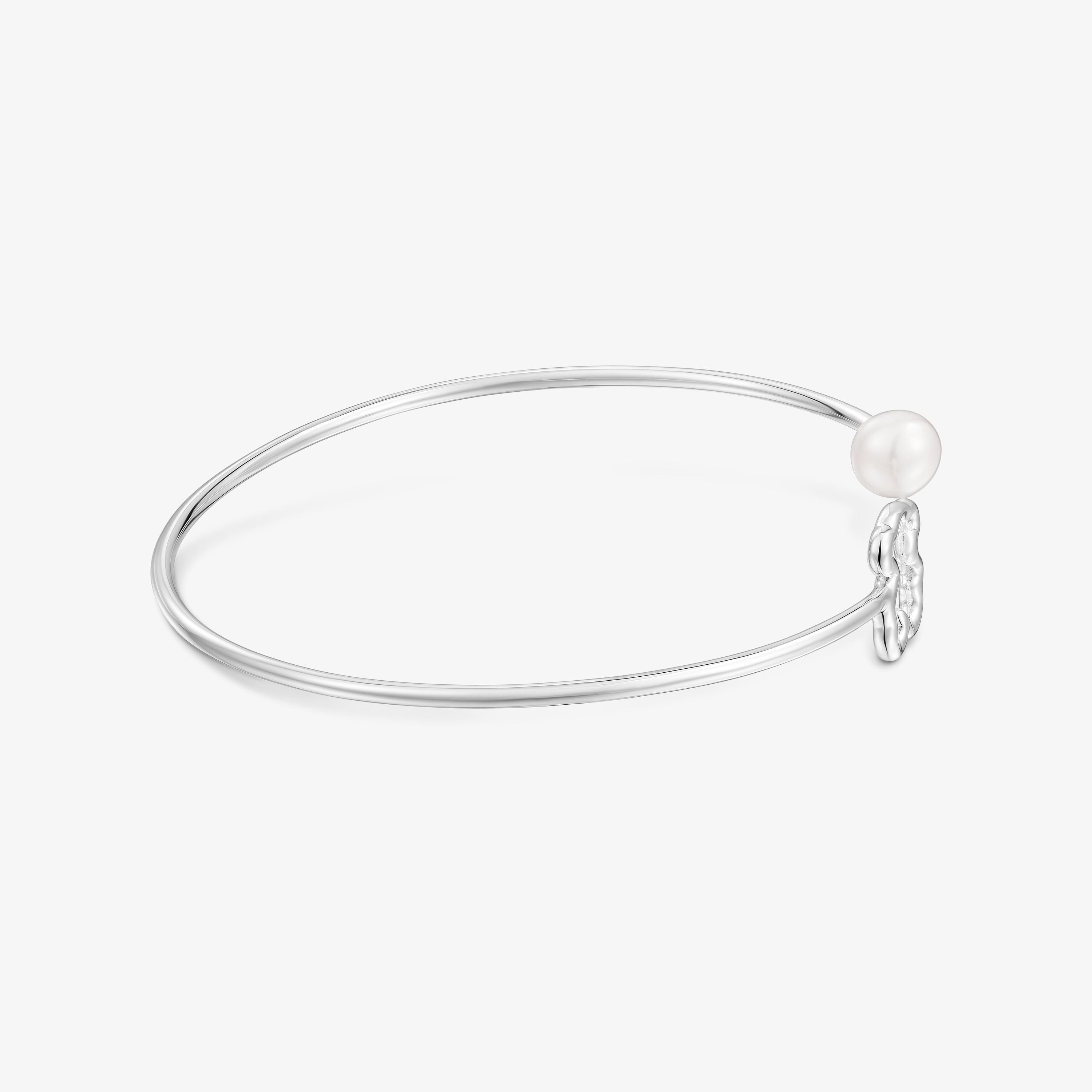 Silver Bangle with cultured pearl New Silueta