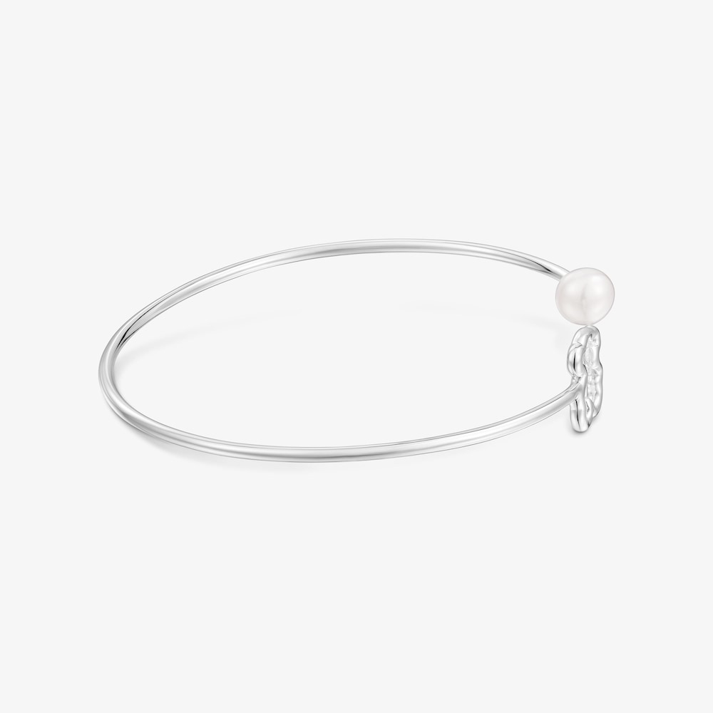 Bransoleta ze srebra z misiem i perłą hodowaną New Silueta