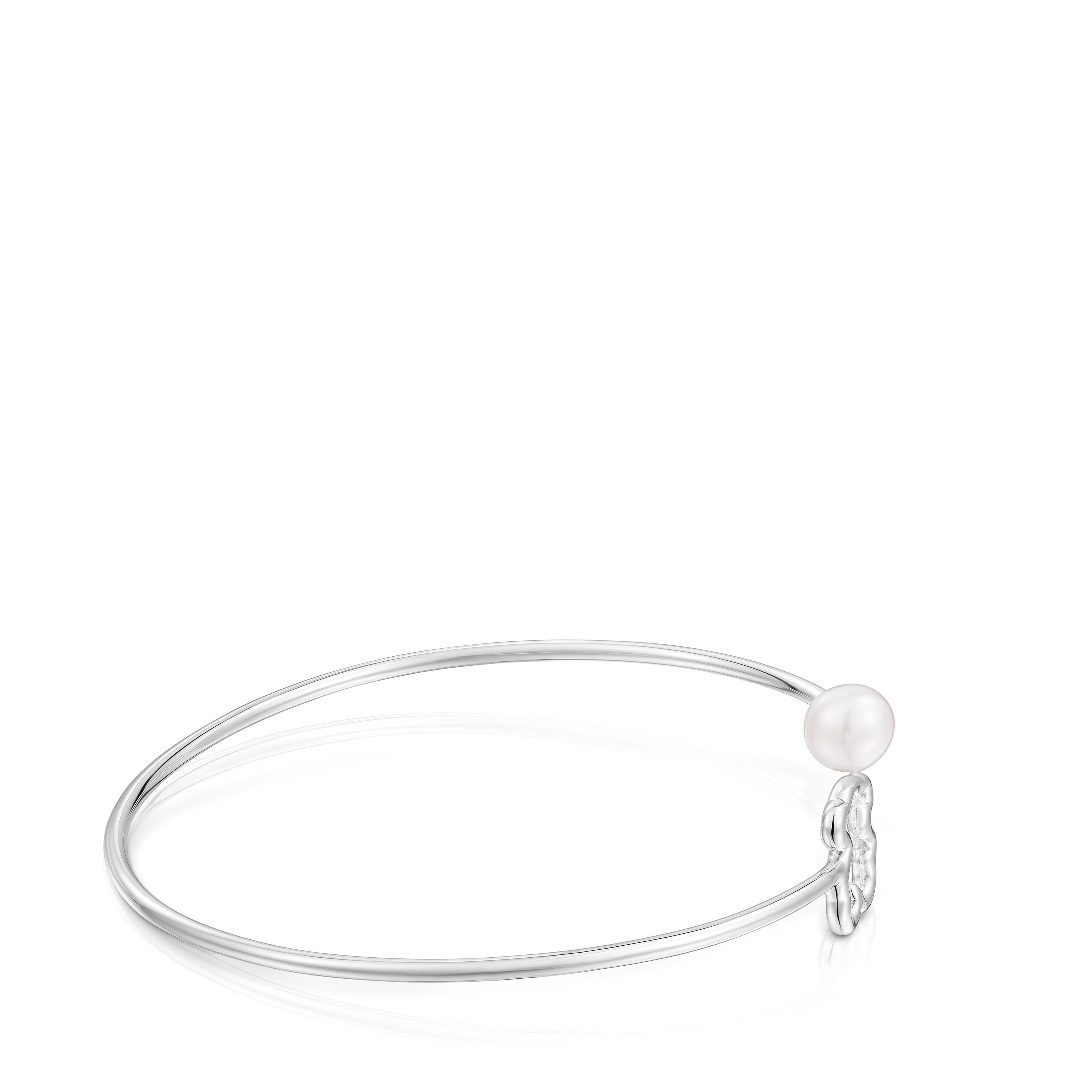 Silver Bangle with cultured pearl New Silueta