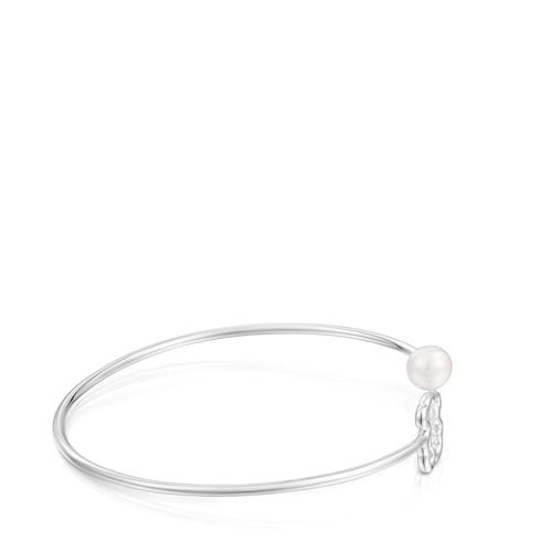 Silver Bangle with cultured pearl New Silueta