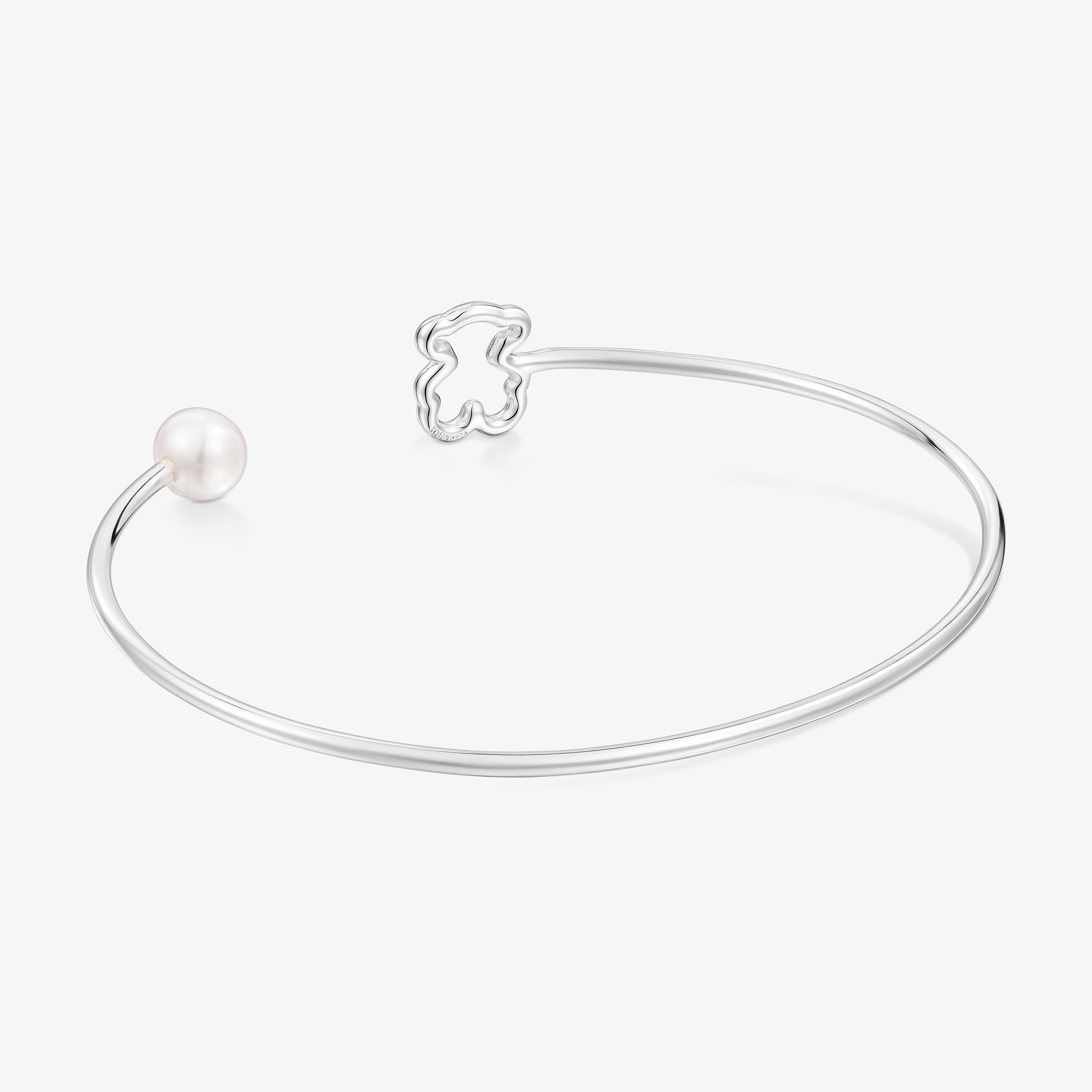Silver Bangle with cultured pearl New Silueta