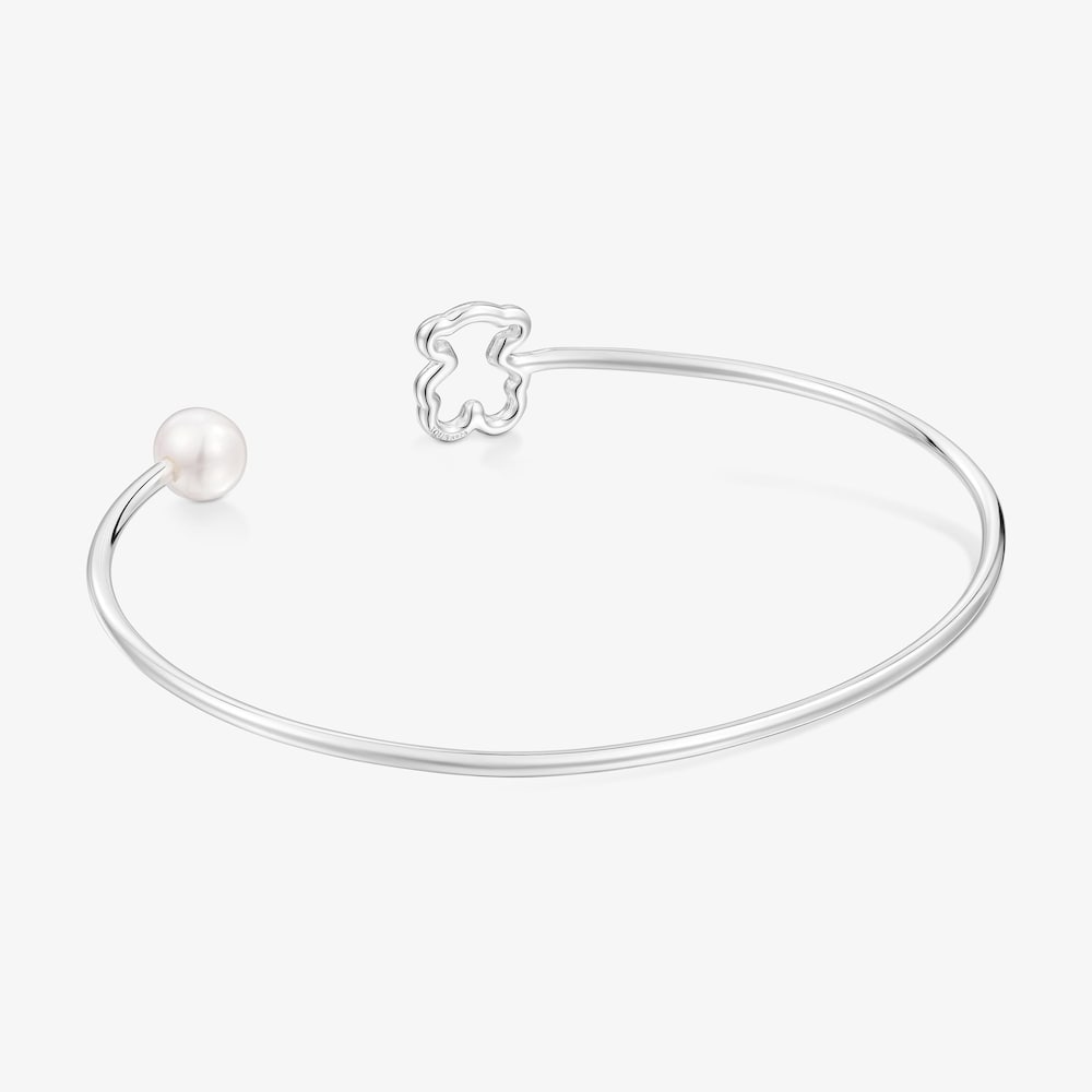 Bransoleta ze srebra z misiem i perłą hodowaną New Silueta