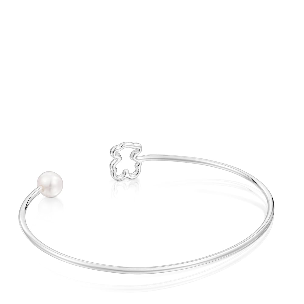 Silver Bangle with cultured pearl New Silueta
