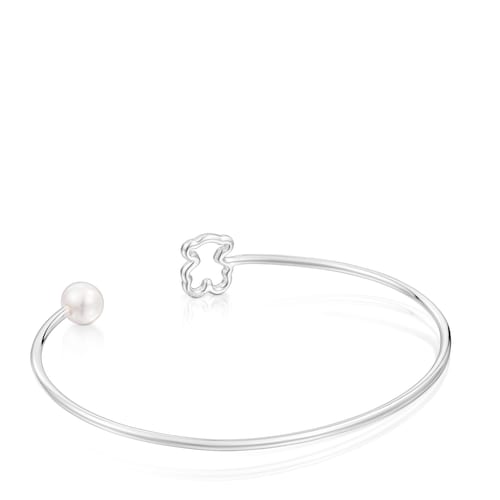 Silver Bangle with cultured pearl New Silueta
