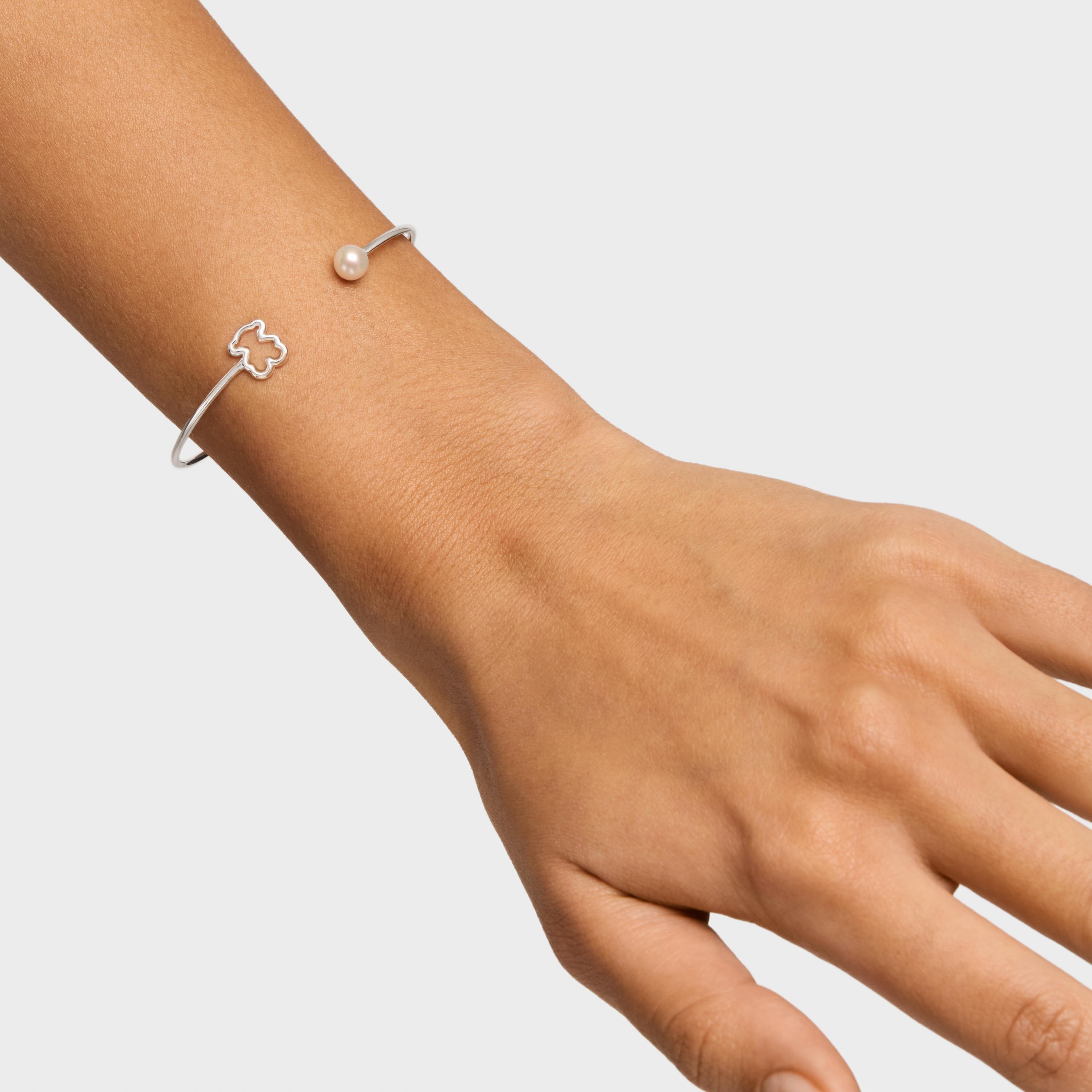 Silver Bangle with cultured pearl New Silueta