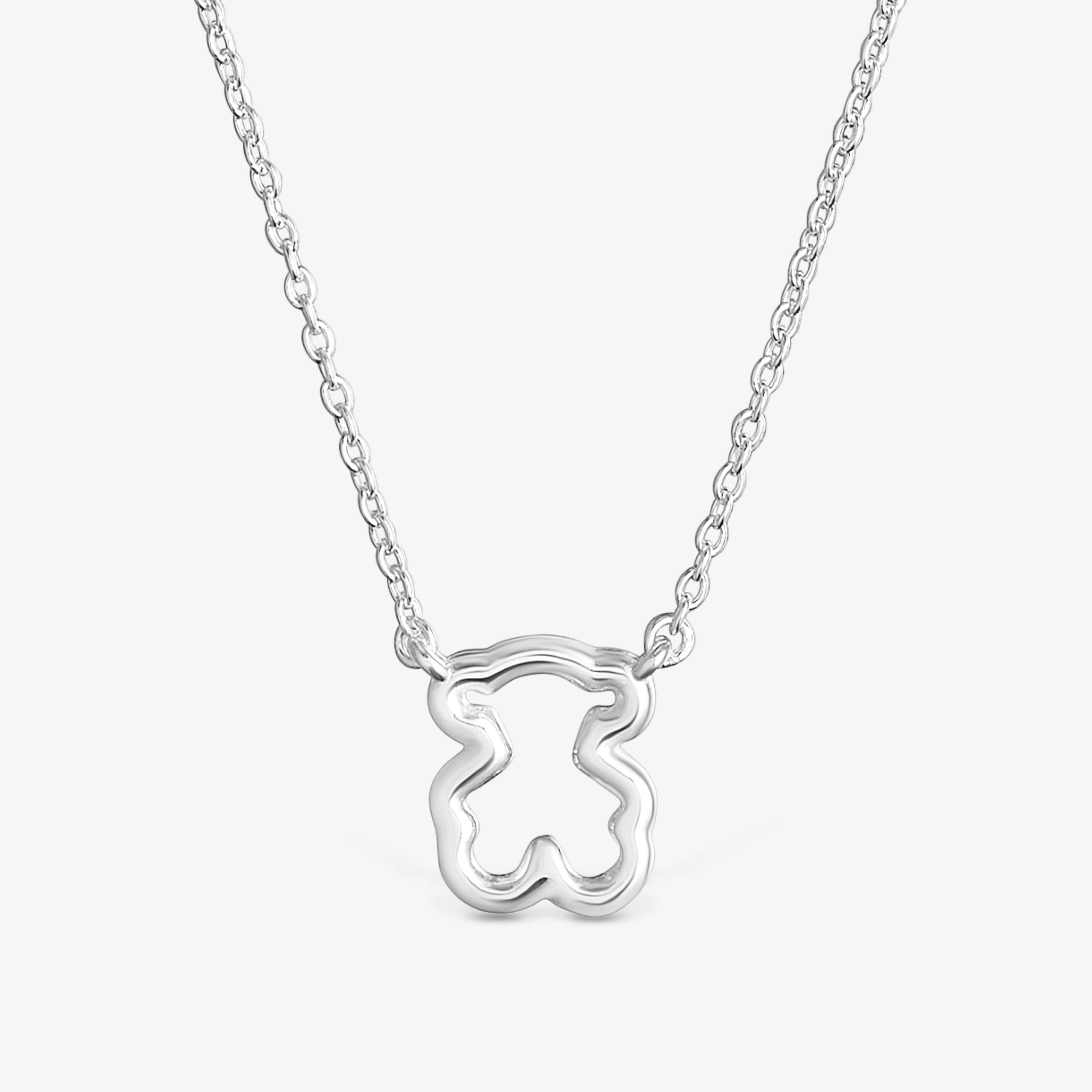 Short silver Necklace with bear motif New Silueta