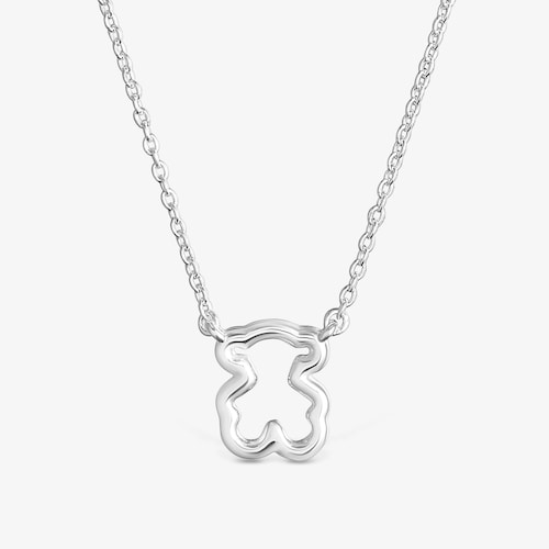 Colar curto em prata e motivo urso New Silueta