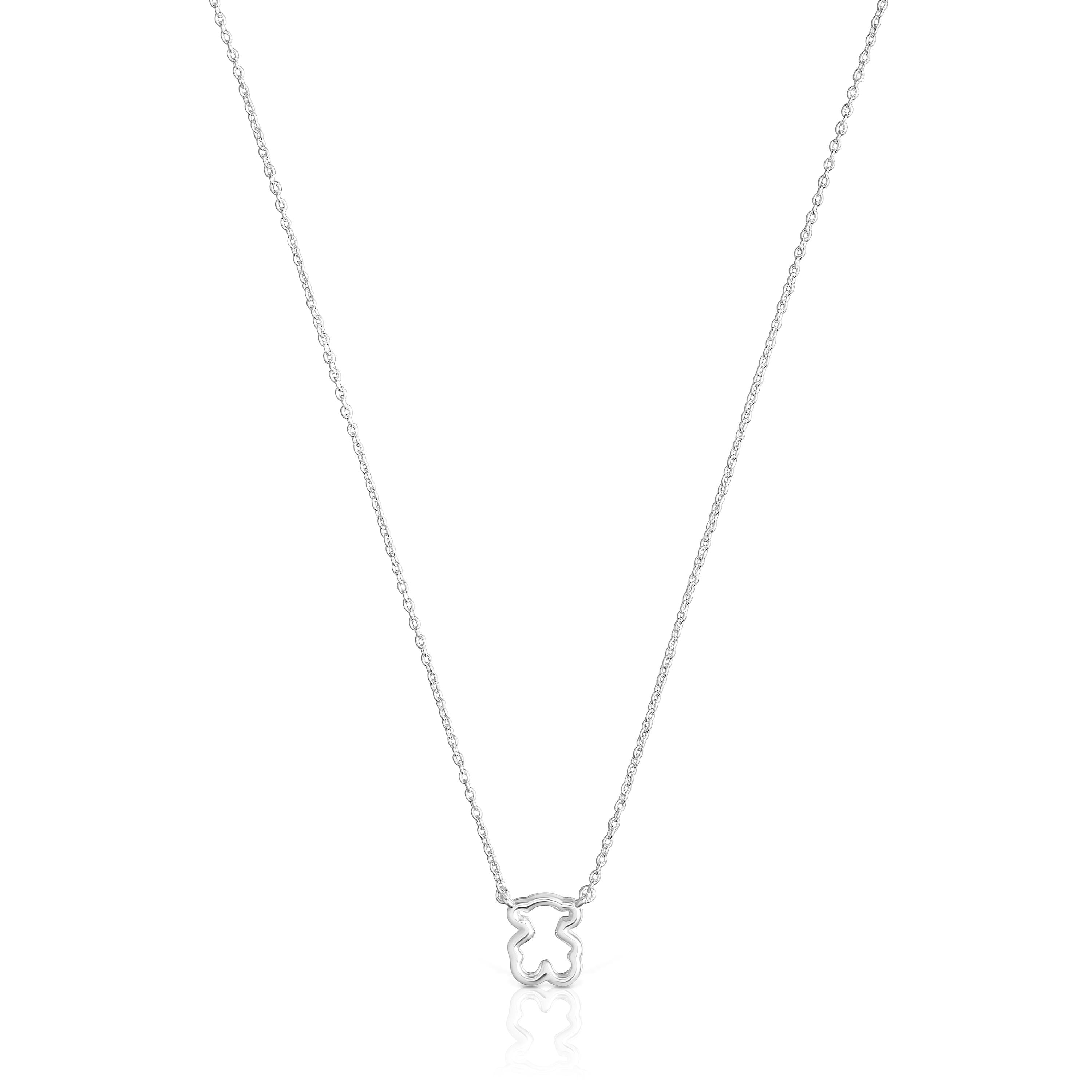 Collar corto de plata y motivo oso New Silueta