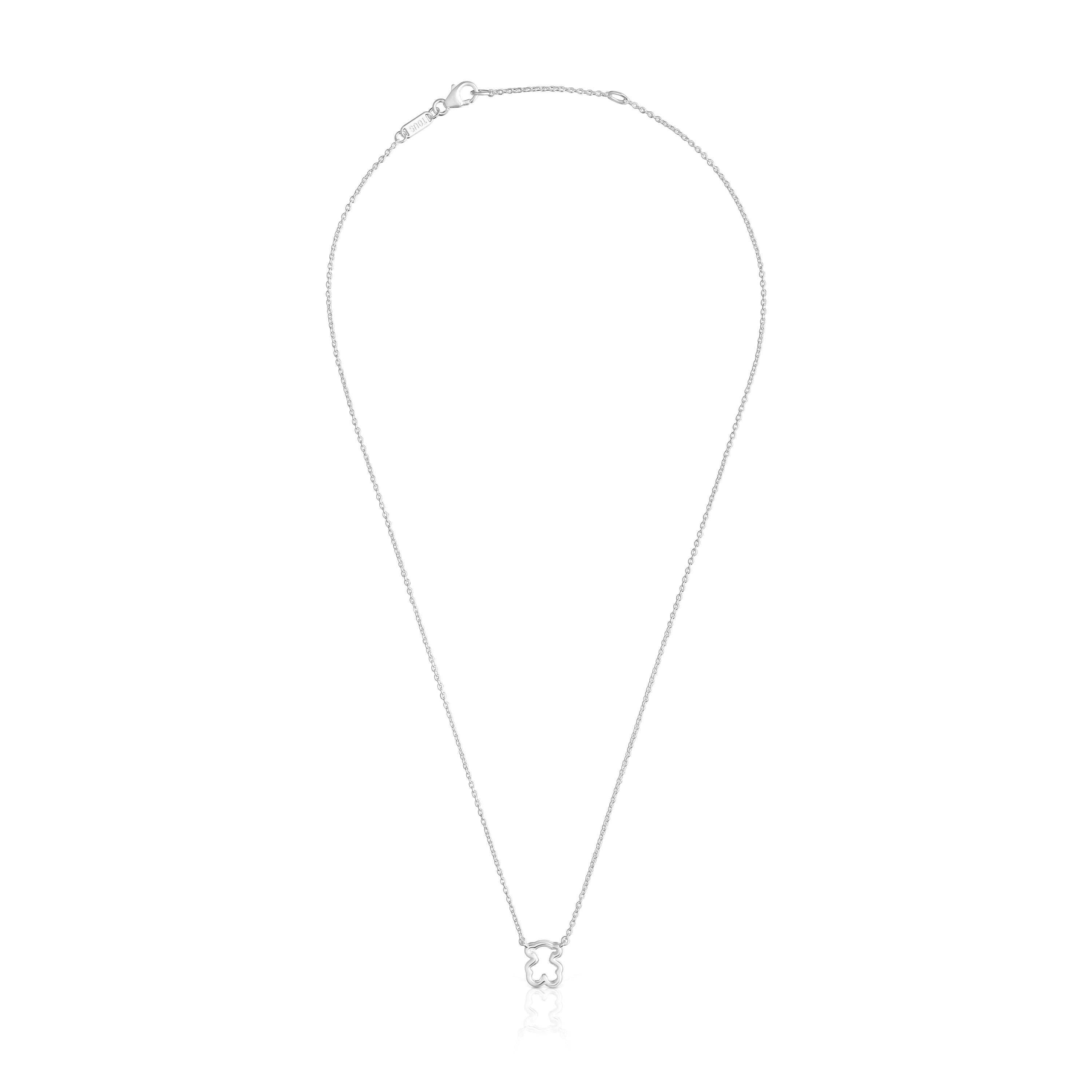Collar corto de plata y motivo oso New Silueta