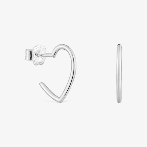 Pendientes aro de plata motivo coraz&oacute;n New Silueta