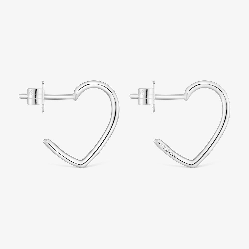 Silver Hoop earrings with heart motif New Silueta