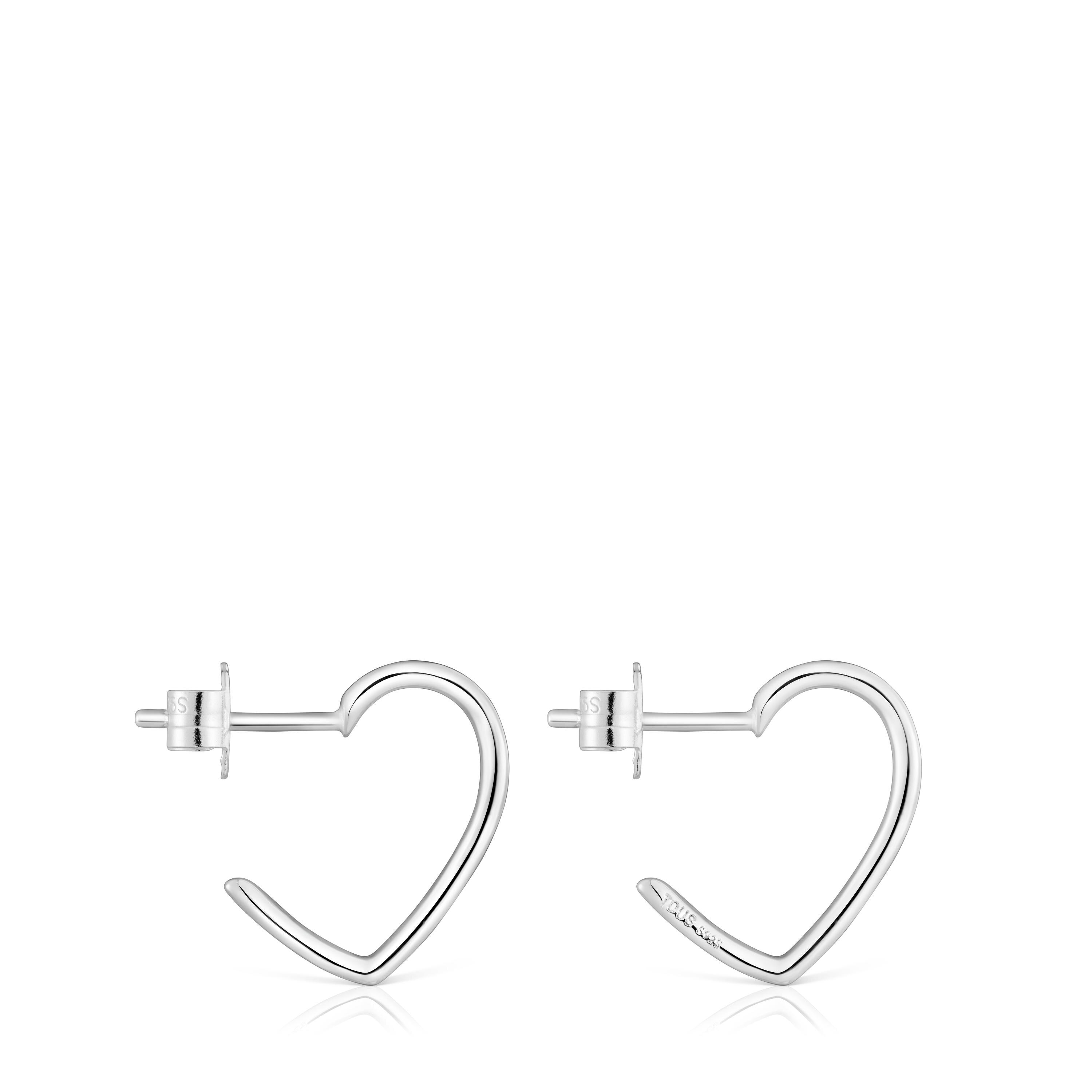 Silver Hoop earrings with heart motif New Silueta