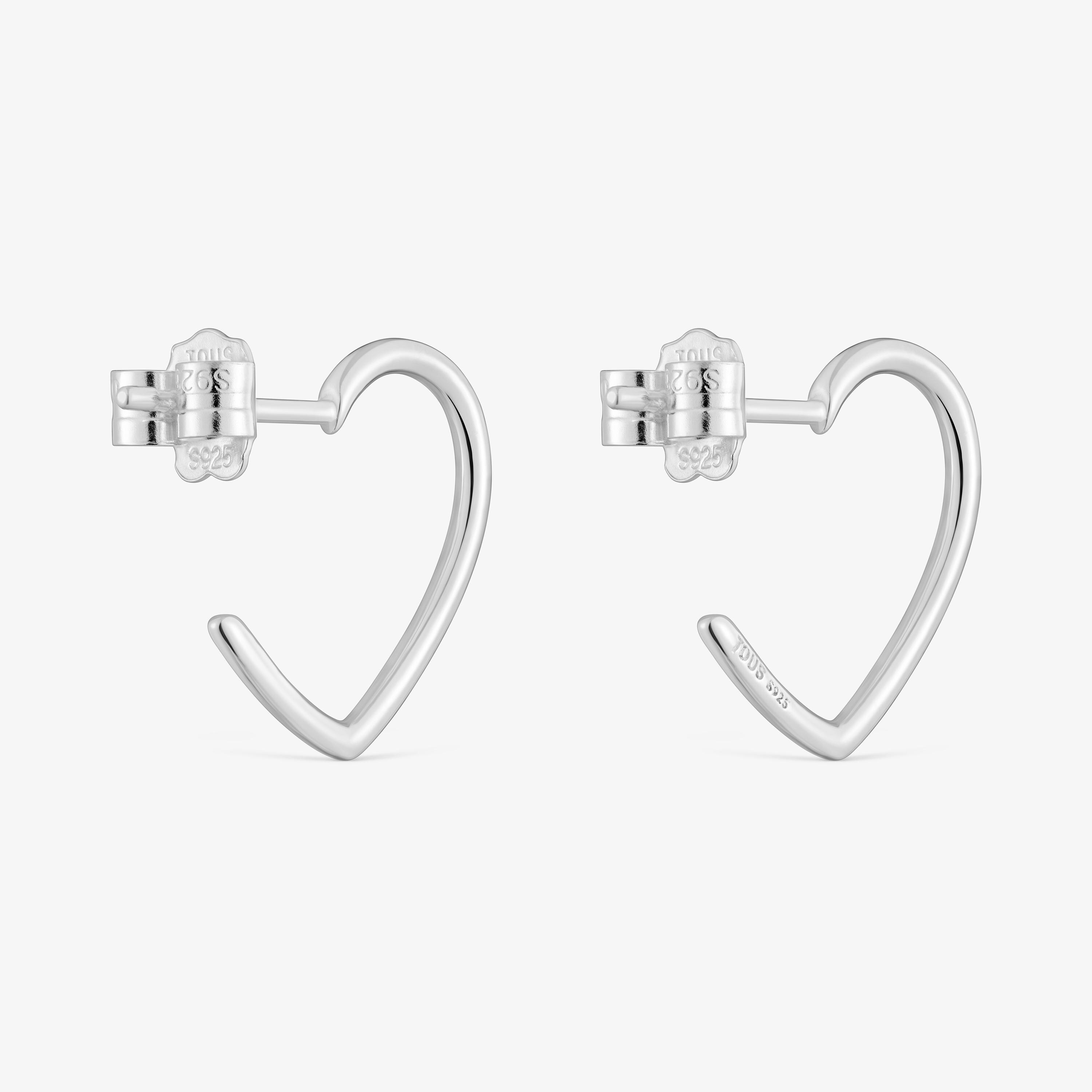 Silver Hoop earrings with heart motif New Silueta