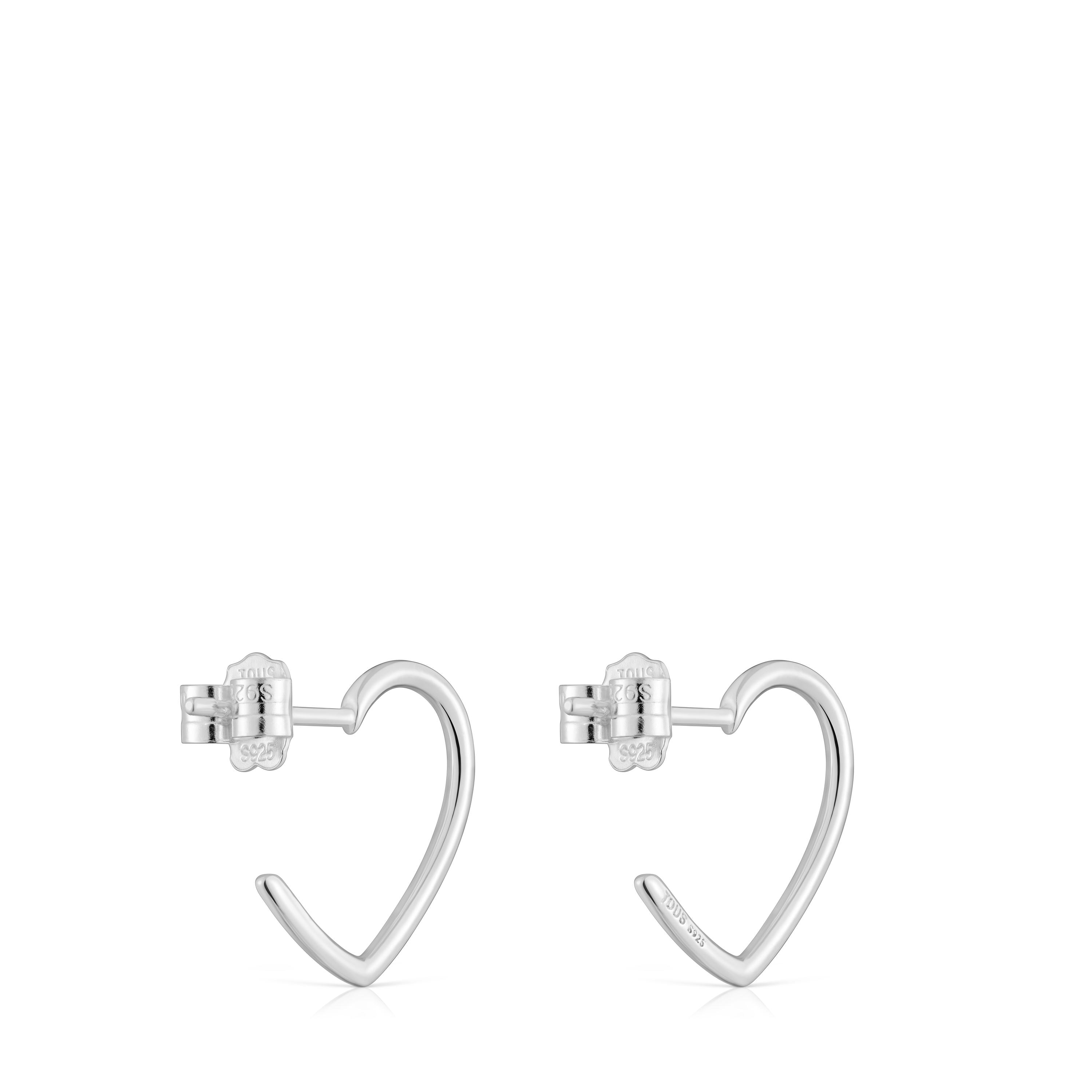 Silver Hoop earrings with heart motif New Silueta