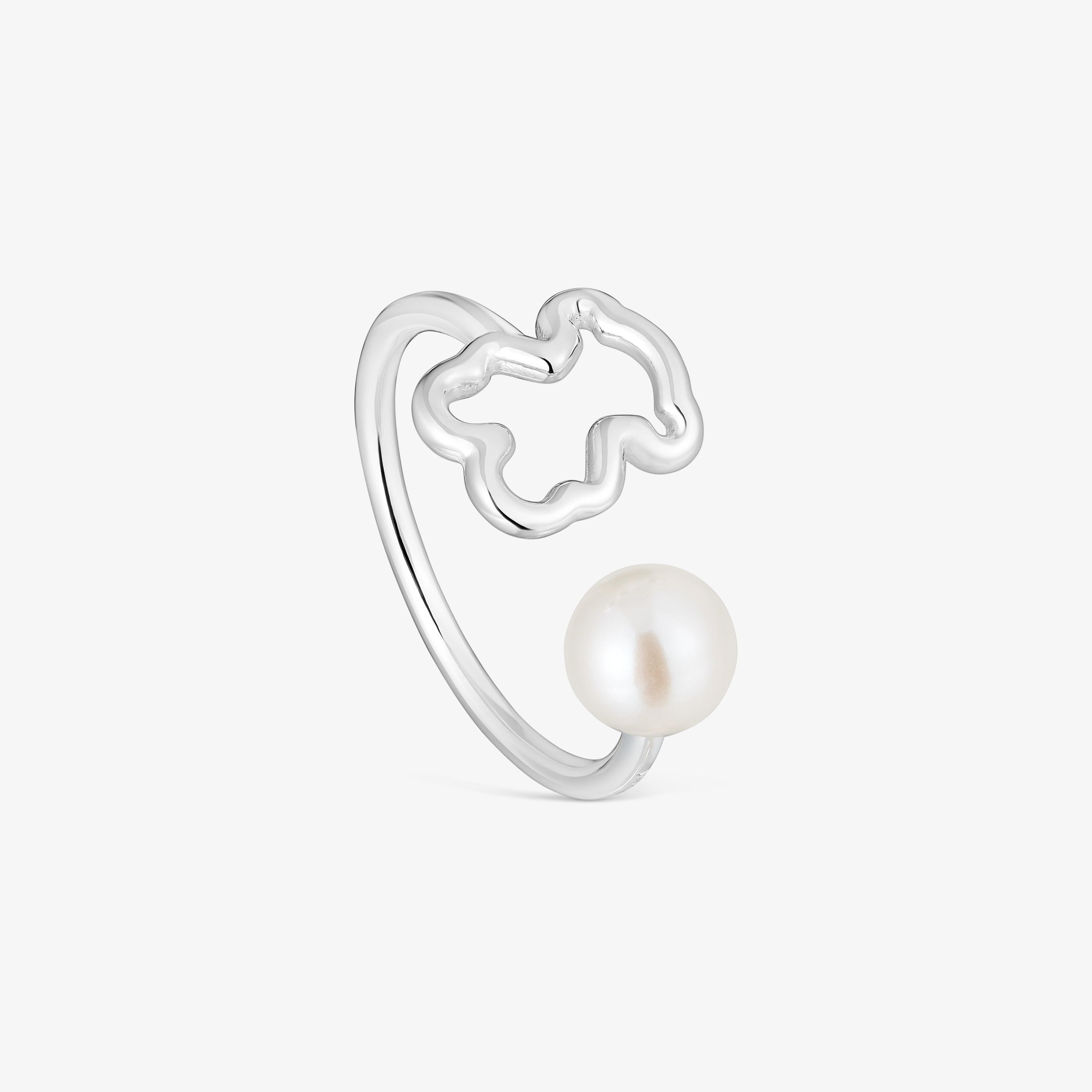 Silver Open ring with cultured pearl New Silueta