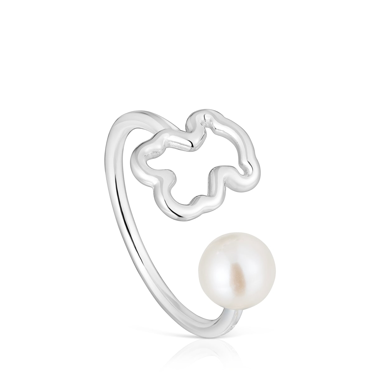 Tous - Anillo Abierto De Plata Con Perla Cultivada New Silueta Talla 11