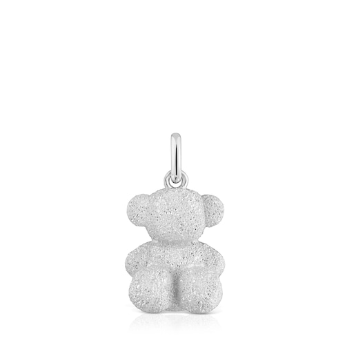 Colgante oso mediano de plata diamantada Bold Bear