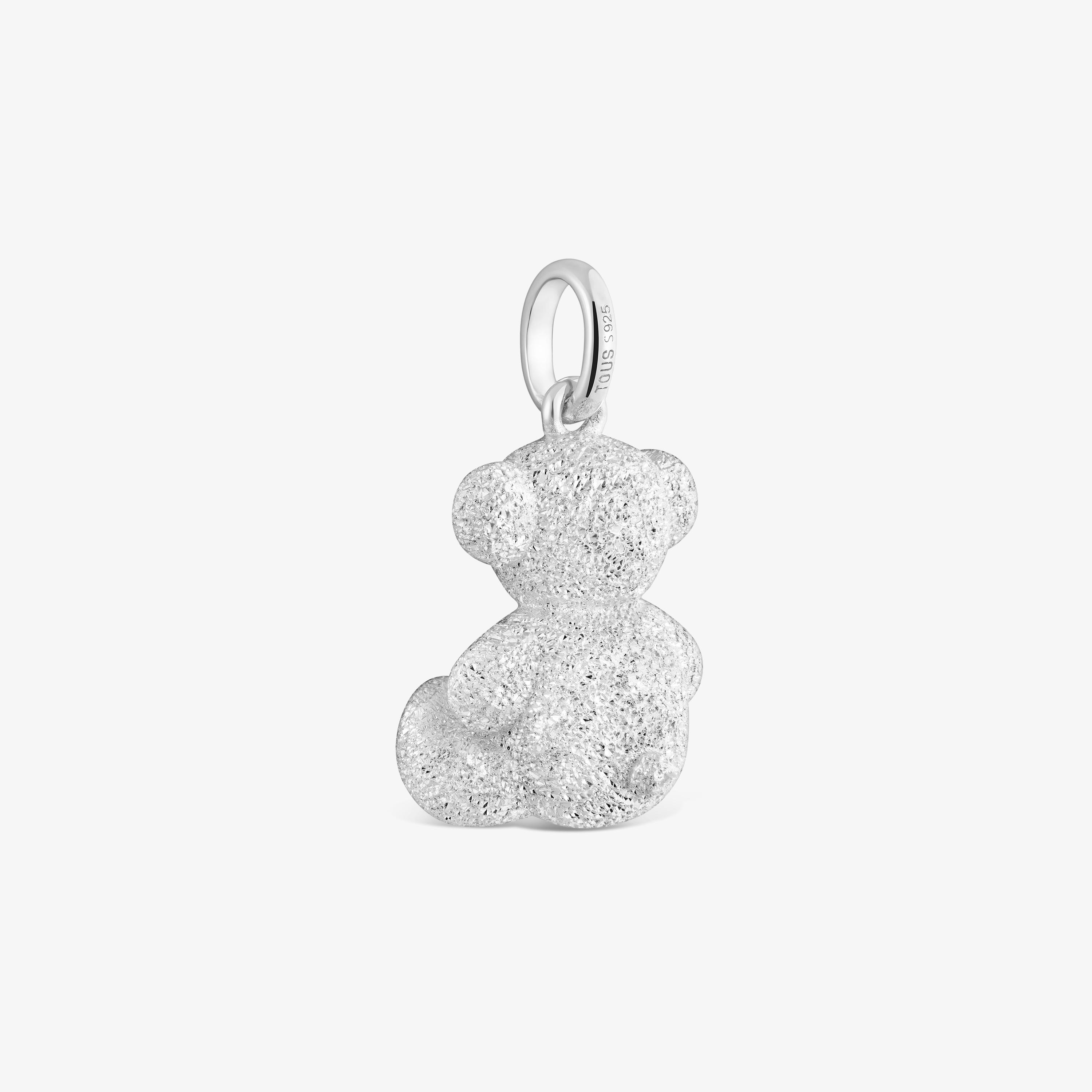 Medium diamond silver Bear pendant Bold Bear