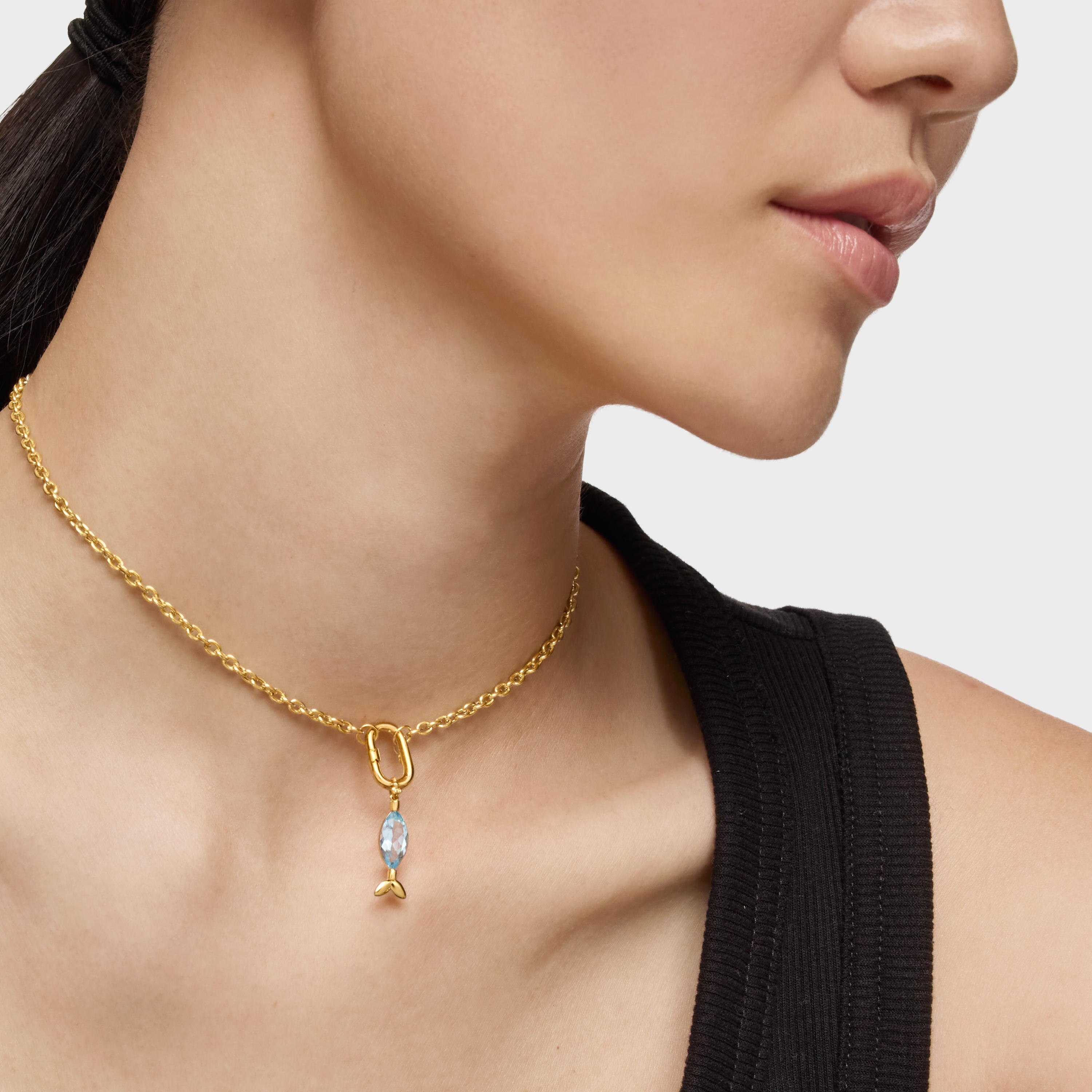 14K solid gold Pendant with topaz Medallions