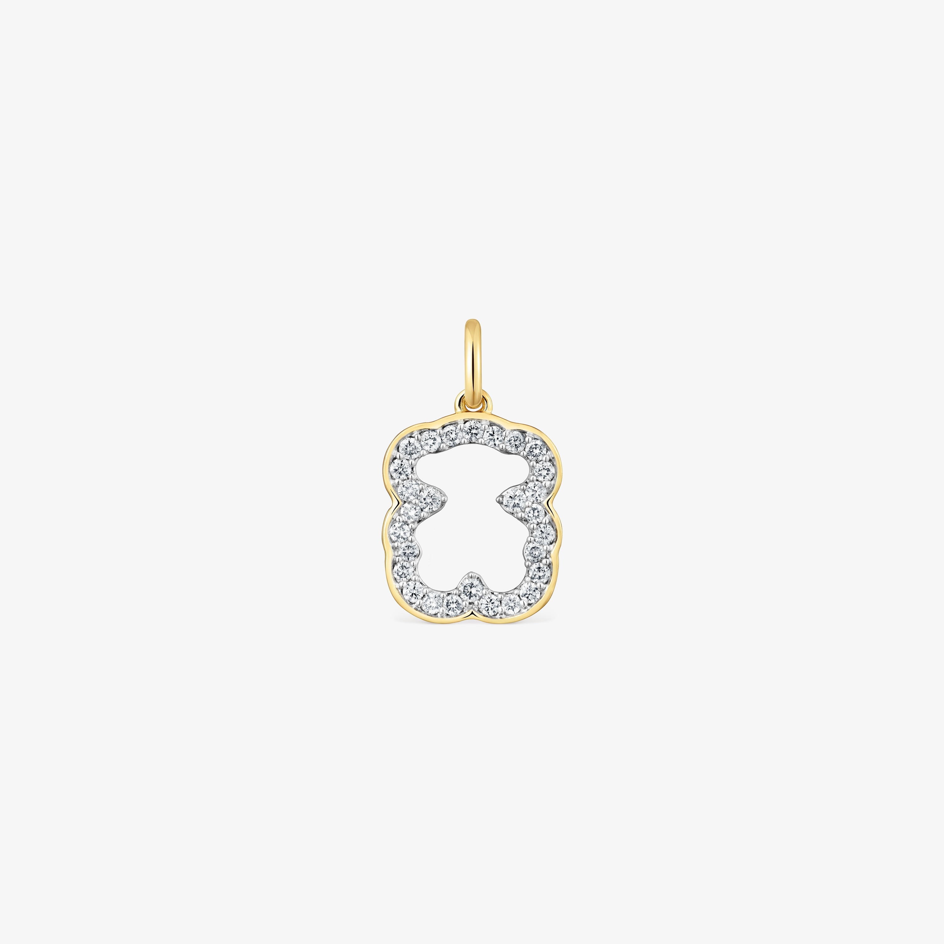 14K solid gold bear Pendant with diamonds Medallions