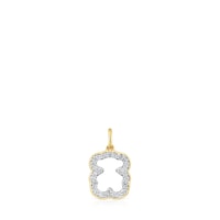 14kt gold bear Pendant with diamonds Medallions