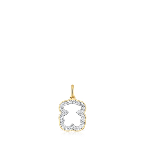 14kt gold bear Pendant with diamonds Medallions