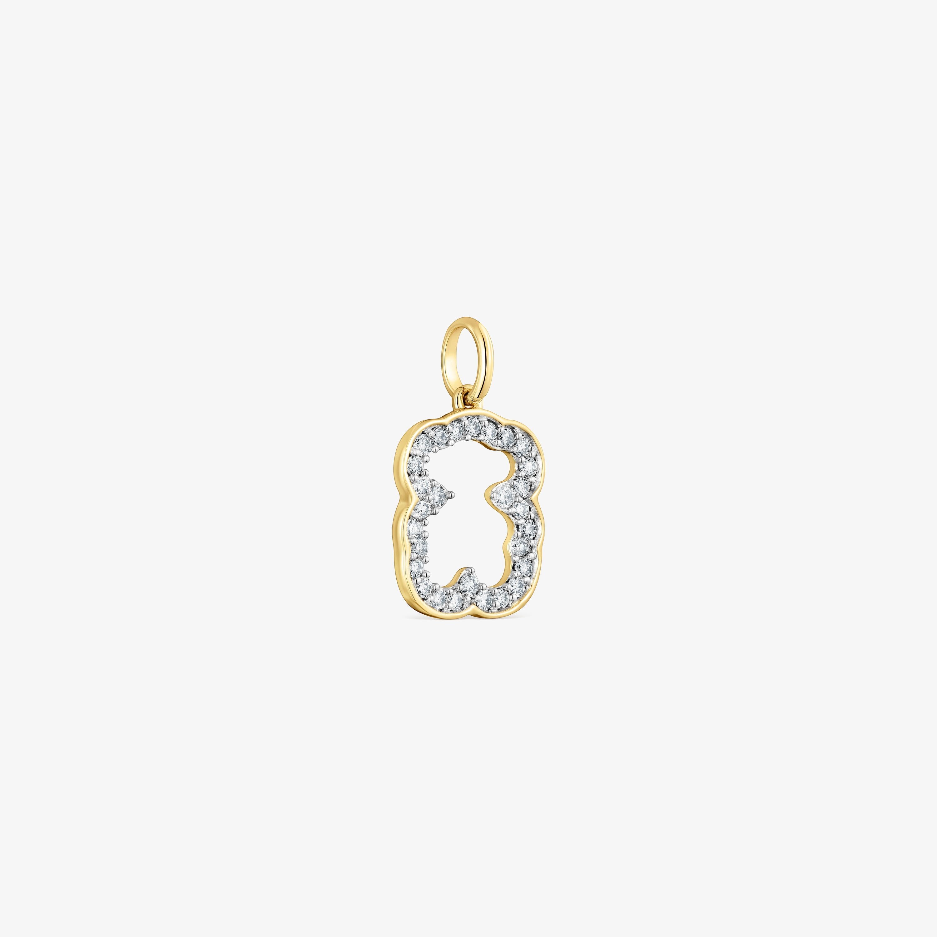 14K solid gold bear Pendant with diamonds Medallions