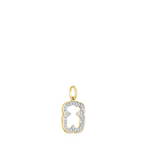 14kt gold bear Pendant with diamonds Medallions