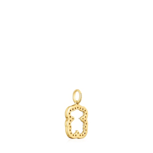 14kt gold bear Pendant with diamonds Medallions